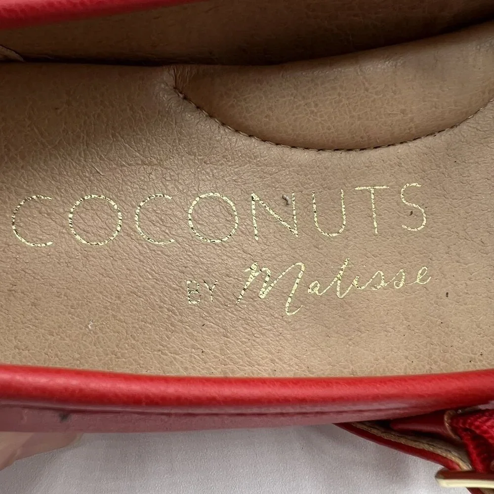Coconuts New By Matisse 6 Red Triple Strap Mary Jane Ballet Flats Square Toe